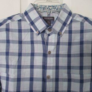 Van Huesen Mens S/S Blue Cotton Button Down Casual Shirt NWOT - Small